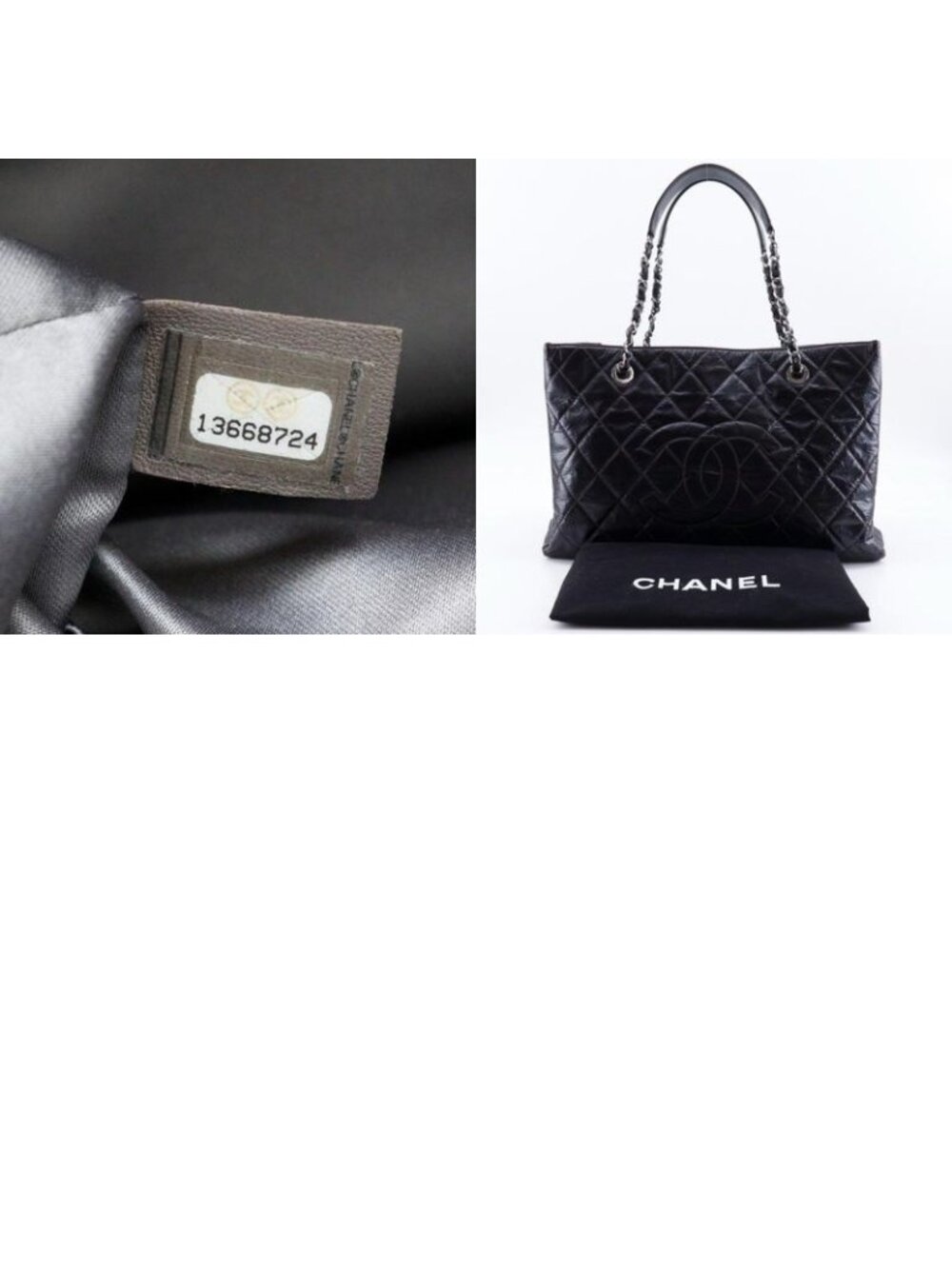 Chanel Grand Shopping Tote XL Quilted Chain Wrinkled Patent - Picture 10 of 10